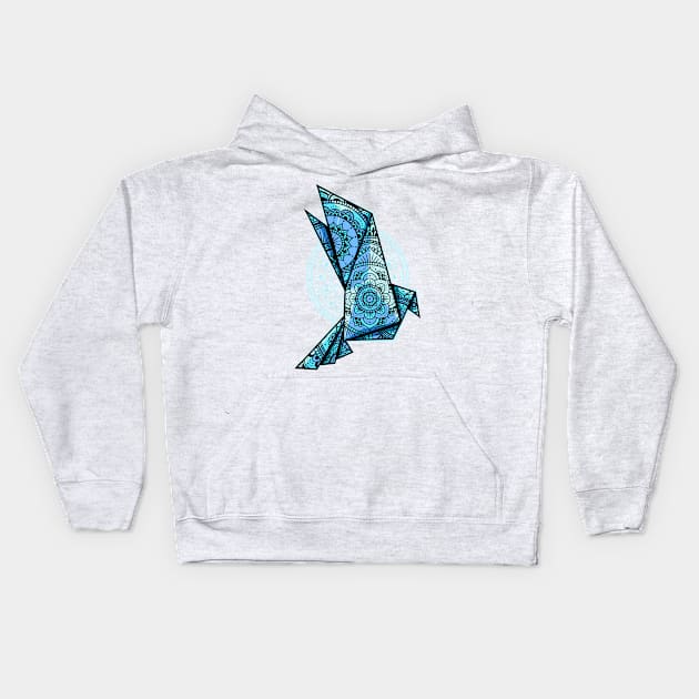 Mandala Bird Monochromatic Kids Hoodie by ArtisticDyslexia